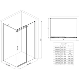 mai & mai Duschkabine mit Schiebetür 100 x 100 cm H:195 cm Schwarz Sicherheitsglas Duschwanne