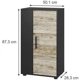 Vicco Kommode Berno, Schwarz/Sandeiche, 50.1 x 87.3 cm mit 2 Fächern