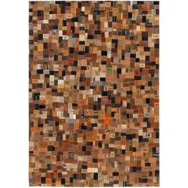 OCI DIE TEPPICHMARKE Lederteppich »Labelstar« rechteckig 3 mm Höhe echtes Leder, UNIKAT, handgenäht, Patchwork Design aus Jeanslabel OCI DIE TEPPICHMARKE bunt B : cm 1 Stk.
