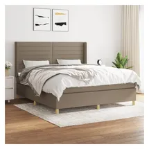 vidaXL Boxspringbett mit Matratze Taupe 180x200 cm Stoff