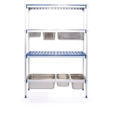 HENDI Regalsystem, Max. 150kg pro Boden, für GN Behälter, 112x355x(H)1685mm, Aluminium, Polypropylen
