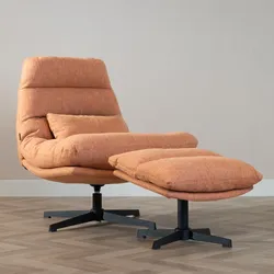 Bronx71 Sessel mit Hocker Cristo Leinen drehbar kupfer