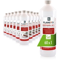 Höfer Chemie 60x 1 L FLAMBIOL® Bioethanol 99,9% Premium für Ethanol Kamin, Ethanol Feuerstelle, Ethanol Tischfeuer und Bioethanol Kamin