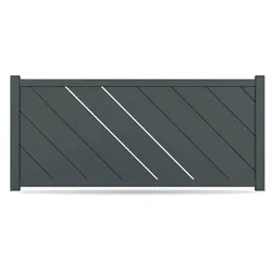 Zaun, Aluminium, Anthrazit, Modell Wuppertal, flexible Befestigungssysteme, Zaunelement individuell konfigurierbar