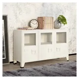 vidaXL Industrial Sideboard Weiß 105x35x62 cm Metall und Glas