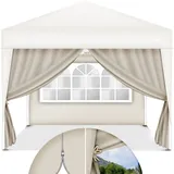 2x Seitenwand Beige Für Pavillon 3x3m & 3x6m Faltpavillon Seitenteile Wasserabweisend Seitenfenster & Reißverschluss Seitenwände Für Gartenzelt Partyzelt - Tillvex