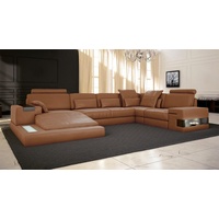 BULLHOFF Wohnlandschaft »Wohnlandschaft Leder XXL Designsofa Eckcouch U-Form LED Leder Sofa Couch XL Ecksofa braun sandbeige»HAMBURG« von BULLHOFF«, made in Europe, das "ORIGINAL"