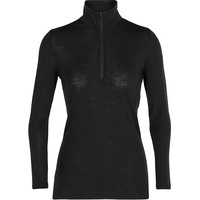 Icebreaker Damen 100% Merino Wolle Everyday Langarmshirt mit halben Reißverschluss - 175 Ultraleichtes Material - Schwarz, S