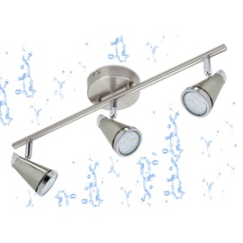 Trango 3-flammig IP44 LED Badleuchte - In matt-nickel - Dreh und schwenkbar - Als Flurlampe, WC Lampe, Deckenlampe, Spots - Inklusive 3x 5 W LED Leuchtmittel