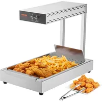 VEVOR Pommes-Frites-Speisewärmer, 750 W kommerzielle Lebensmittel-Heizlampe, elektrische Edelstahl-Wärmelicht-Abgabestation, Arbeitsplatte 104-12...