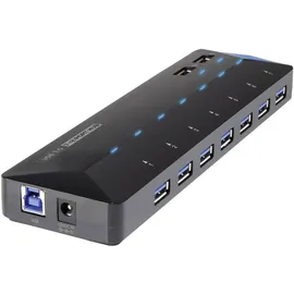 Renkforce RF-3806034 USB-Hub 7 Port USB-A USB 3.0 5 GBit/s mit Schnellladeport, mit Status-LEDs Schwarz