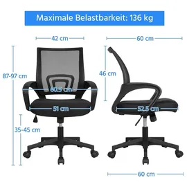 Yaheetech Drehstuhl Kunststoff Schwarz