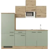 Flex-Well Exclusiv Küche 1602-002 Cara 210 cm Schilfgrün matt - Artisan Eiche