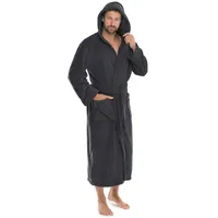 CELINATEX Florida Bademantel Damen L anthrazit Morgenmantel Herren Coral Fleece Saunamantel Microfaser Kapuze Unisex - L