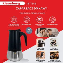 OEM KLAUSBERG Espressomaschine, Druckkaffeemaschine, 450ml (9 Tassen), KB-7846