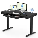 FLEXISPOT Elektrisch Höhenverstellbarer Schreibtisch mit Touch Funktion & USB, Elektrischer Schreibtisch mit Schublade, Bürotisch 120 x 60 cm (Luxusschwarz)