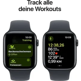 Apple Watch SE 2024 GPS 44 mm Aluminiumgehäuse Mitternacht, Sportarmband Mitternacht M/L