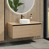 rivea Dia Unterschrank B: 120 mit 1 Auszug, Waschtisch Ø 38 cm weiß, BR0535WH+BR0039SO+BR0004SO,