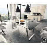 DELIFE Esstisch Edge, Reliefglas Rauchschwarz 3D-Design 200x100 Edelstahl Schräg schwarz 200 cm x 77 cm x 100 cm