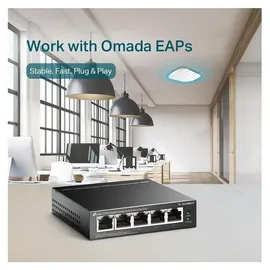 TP-Link TL-SG1005LP 5-Port Gigabit PoE Switch mit 4 PoE+-Ports, lüfterlos) Schwarz