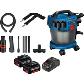 Bosch - Akku-Staubsauger gas 18V-10 l / 2x 6,0 Ah Akku + Ladegerät inkl. Zubehör-Set 14tlg.