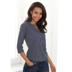Blusenshirt »mit Knopfleiste«, aus pflegeleichter Qualität mit Viskose, Gr. 32/34, navy, , 35628460-32