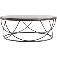 Miliboo Couchtisch dunkles Holz und Metall Schwarz rund 80