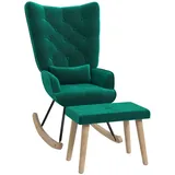Homcom Schaukelsessel mit Hocker, Relaxsessel mit Samtoptik, Holzbeine, für Wohnzimmer,