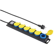 Renkforce Steckdosenleiste 6fach 5 m Schwarz/Gelb/Blau