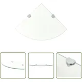 Eckablage mit Verchromten Halterungen Glas Transparent 35x35 cm - Wandregal - Eckregal - Glasregal - Regal Transparent - Wohnwandregal - The Living