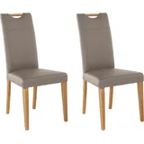 Home affaire Esszimmerstuhl Roberta (Set, 2 St), mit Bezug aus Echtleder und Gestell aus Eiche Massivholz braun