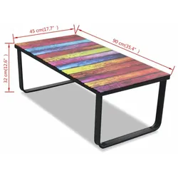 Couchtisch Glasplatte | vidaXL : Farbe - Schwarz (Rahmen) und  Regen-Motiv (Glasplatte)