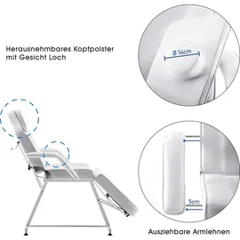 Barberpub Kosmetikliege Therapieliege Massageliege Tattooliege Kosmetikstuhl Schönheitsausrüstung 0015W (Weiß)