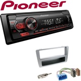 Pioneer 1-DIN Autoradio USB AUX Android Set für Honda Civic VII 2001-2003 silber