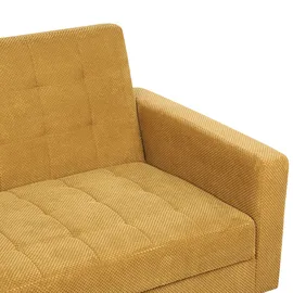 Beliani Schlafsofa 3-Sitzer Vehkoo Stoff Senfgelb