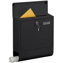 Relaxdays Briefkasten Schwarz inkl. Zeitungsfach