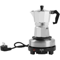 SABUIDDS Herdplatten-Espressomaschine mit Elektrische Heizplatte Espressokocher für Induktion Herd Espresso-Kaffeemaschine aus Edelstahl Herd, Moka-Kanne 3 Tassen Kaffee, Silber