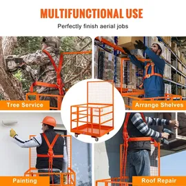 Vevor Arbeitsbühne 635kg Sicherheitskorb Arbeitskorb 114,3x109,2x203,2cm Staplerbühne Premium für 1-2 Personen Montagebühne Gabelstapler Ideal für Höhenarbeiten