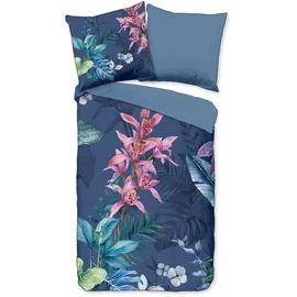 DESCANSO Maee Blume Blau 200 x 200 cm + 2 x 80 x 80 cm