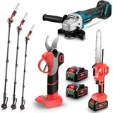 Onevan - Elektro-Hochentaster und Teleskop-Hochentaster im Set, 2,25 m verstellbare Teleskopstange + 8-Zoll-Bürstenlose Kettensäge + 30mm Elektrische