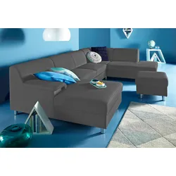 Wohnlandschaft INOSIGN "Jamie, U-Form", grau, B:308cm H:72cm T:80cm, Sofas, wahlweise mit Bettfunktion