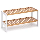 Zeller Schuhregal mit 2 Ablagen Bambus/MDF 33 cm x 26 x 70 cm Weiß