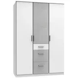 WIMEX Kleiderschrank Joker 3-türig weiß/betonfarben lichtgrau