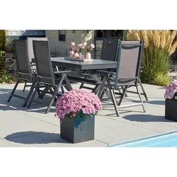 HARTMAN Xanadu / Aruba Garten-Essgruppe, xerix, Alu/Textilene/Glaskeramik, 6 Klappstühle, 160/220x100cm