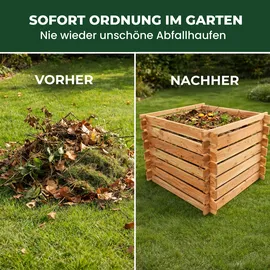 NATIV Holzkomposter natur 100x100cm Lärche für Garten Stecksystem langlebig