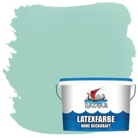 Halvar Latexfarbe hohe Deckkraft Weiß & 100 Farbtöne - abwischbare Wandfarbe für Küche, Bad & Wohnraum Geruchsarm, Abwischbar & Weichmacherfrei (2,5 L, Minzgrün)