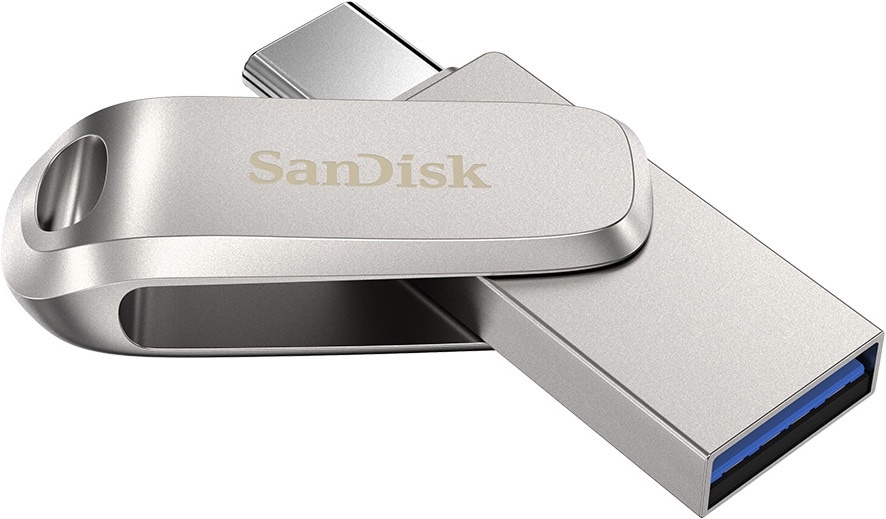 SanDisk Ultra Dual Drive Luxe (32 GB, USB C, USB A), USB Stick, Silber
