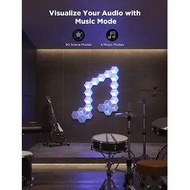 Govee Glide Hexagon Wandlampen 7er Set Ultra Dekoleuchte Meteor-Grau, Mond-Weiß