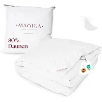 maxiga Ganzjahres Daunendecke 135x200 cm – 80 % Gänsedaunen & 20 % kleine, 1500g Daunenfederchen, leicht & atmungsaktiv, perfekte Wärmebalance, waschbar, Oeko-TEX, allergikerfreundlich, Baumwollhülle