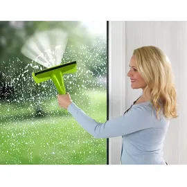 Maximex Sprüh-Fensterwischer bis 220 cm, ermöglicht Arbeitshöhe bis 420 cm, Fenster Wischer mit 85 ml Wassertank, Gummilippe & 27 cm Wischbereite